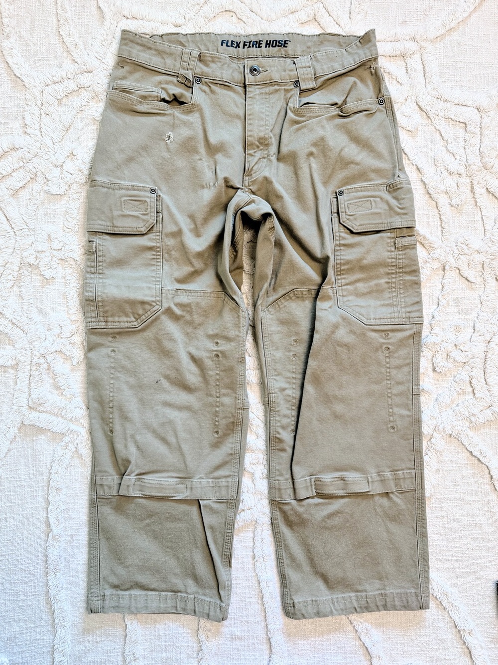 Duluth Trading Flex Fire Hose Cargo Work Pants Men’s 34x30 Khaki Utility